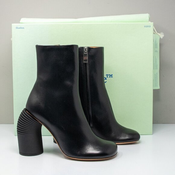 Off-White Tonal Spring 110mm Black Leather Boots, Size 38 EU (8 US) - Picture 1 of 7